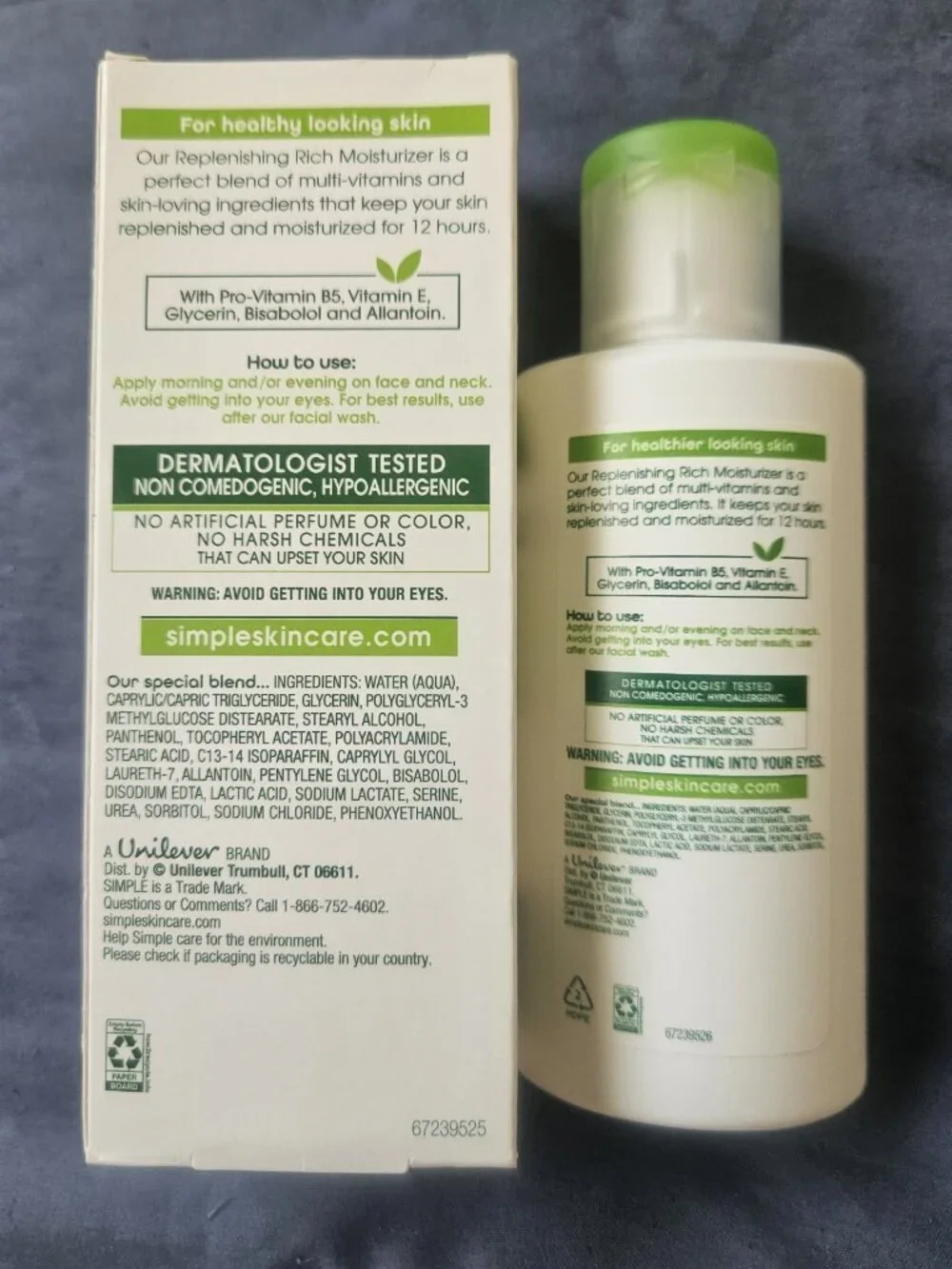 Simple Kind to Skin Replenishing Rich Moisturizer Vitamins B5 & E, 4.2 oz NIB